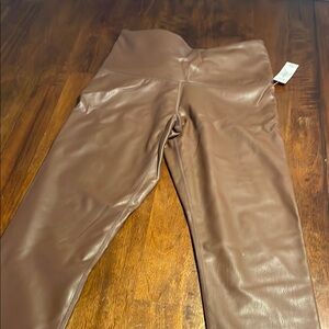 Brown Faux Leather Leggings